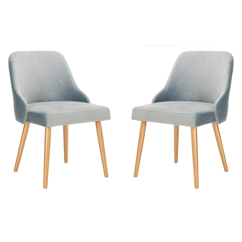 SAFAVIEH Nobie 18.3  Upholstered Dining Chair - Grey / Gold (Set of 2) - 21  x 22  x 31  - 21Wx22Dx31H