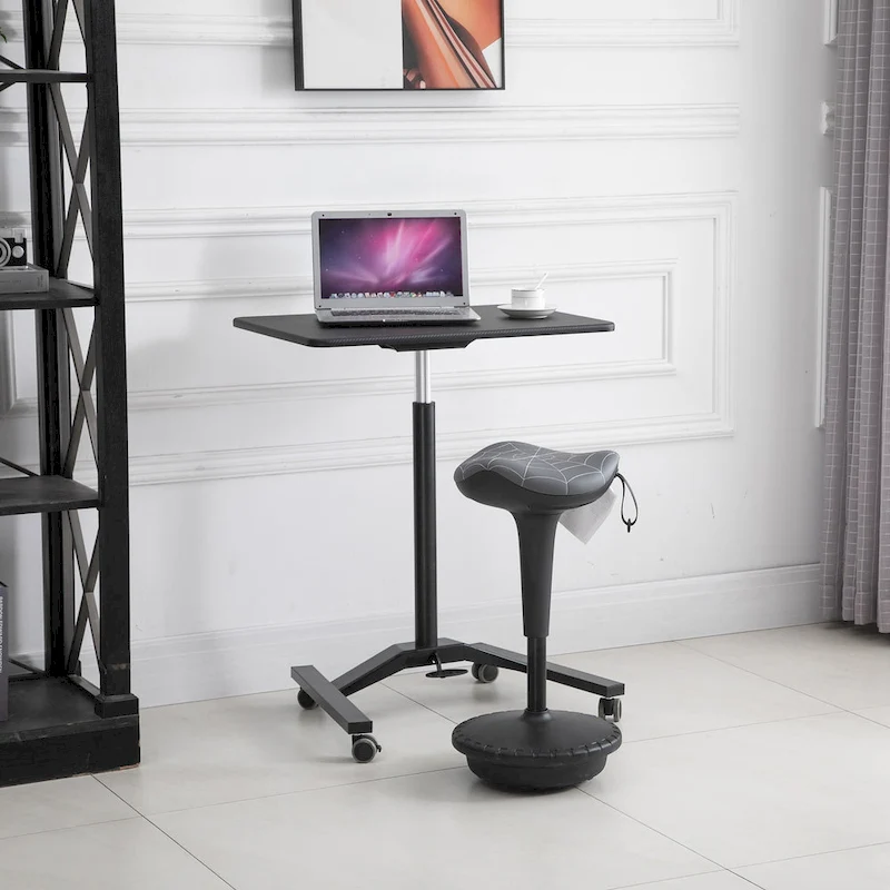 Vinsetto Lift Wobble Stool Standing Desk Chair 360-deg Swivel, Tilting, with Adjustable Height and Saddle Seat, Grey