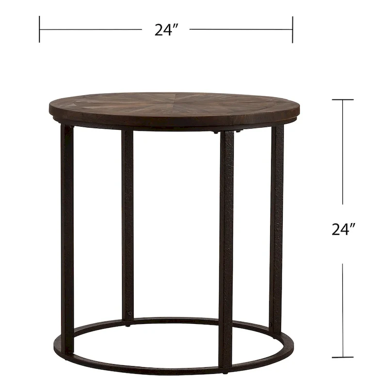 Darren Modern Rustic Farmhouse Reclaimed Wood Round Side Table