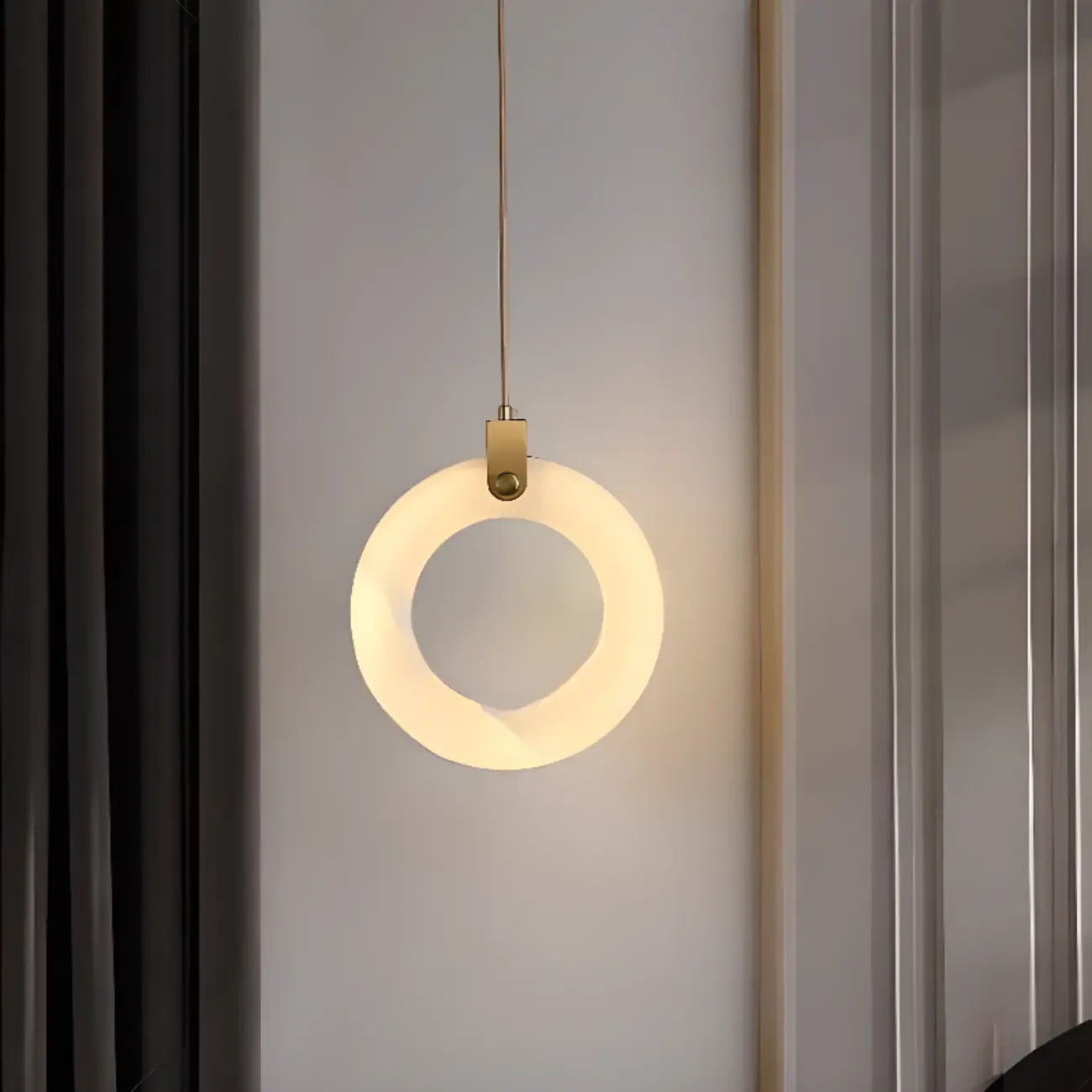 Adjustable Gold Metal Circle Hanging Pendant Light