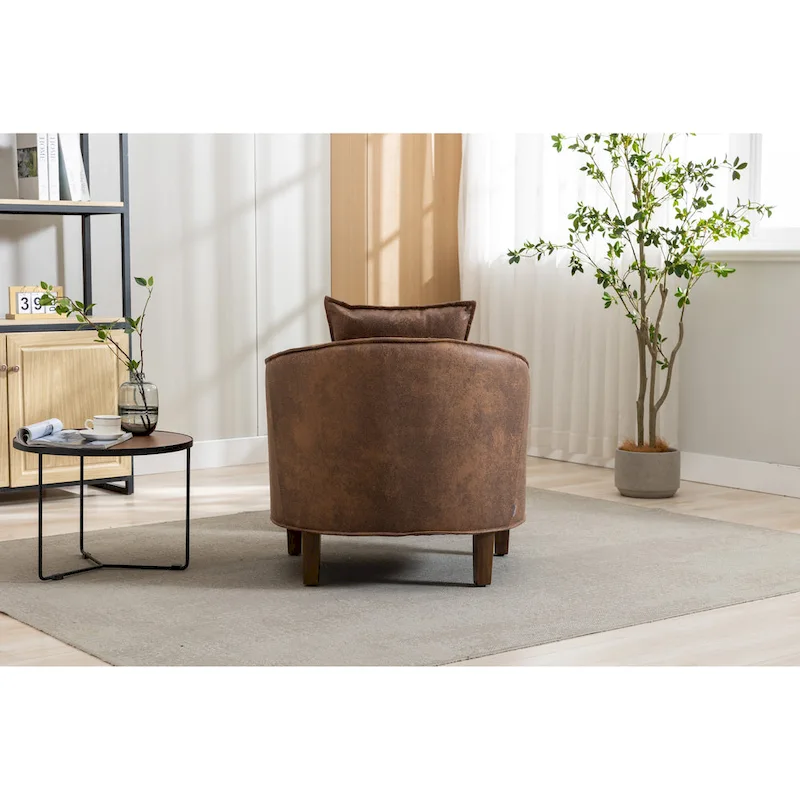 Upholstered Barrel Accent Chair with Ottoman