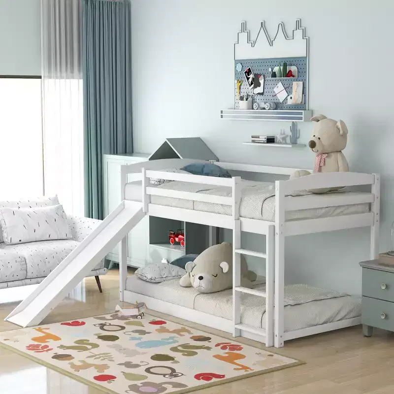 Whisen Twin over Twin Bunk Bed with Convertible Slide and Ladder