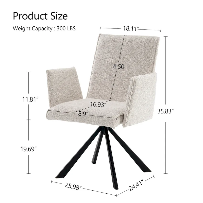 Modern Upholstered Dining Chairs with Swivel Metal Legs