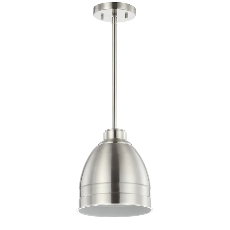 SAFAVIEH Lighting Synnove Adjustable 1-Light Led Nickle Pendant - 8.12 x8.12 x16.5-46.5  - Nickel - 8Wx8Dx47H