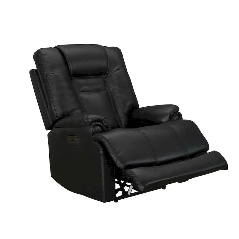 Top Grain Leater Black Zero Gravity Power Recliner With Adjustable Headrest Extendable Footrest