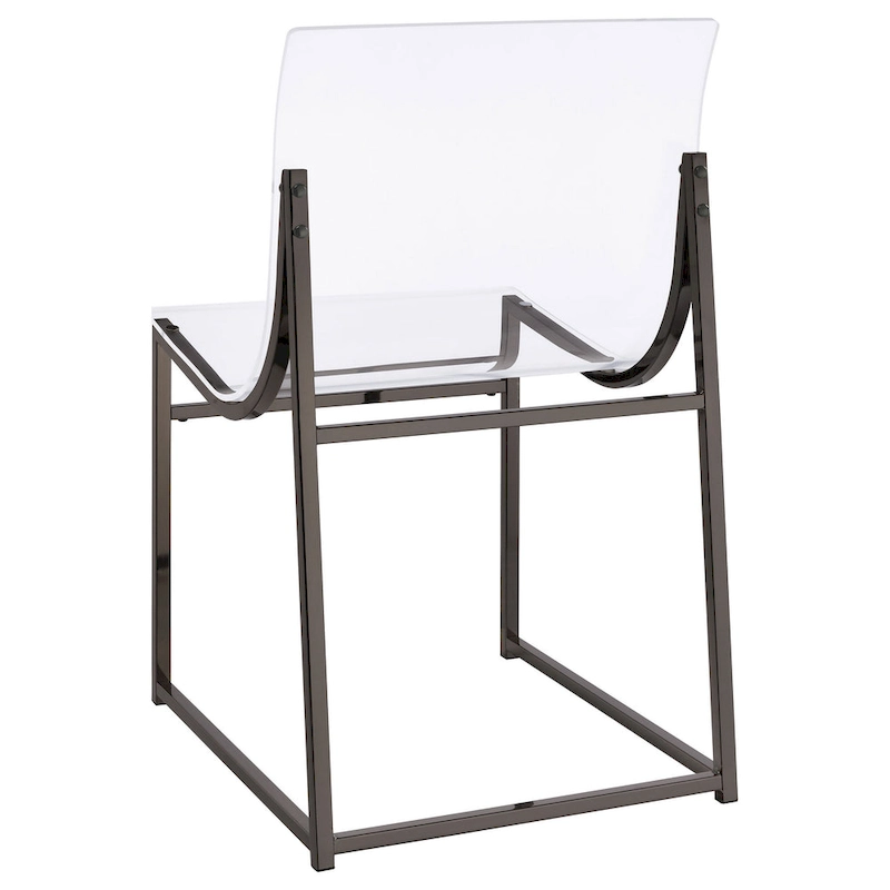 Dino Dining Chair Set of 2, Clear Acrylic Seat, Back, Black Nickel, 18 Inch