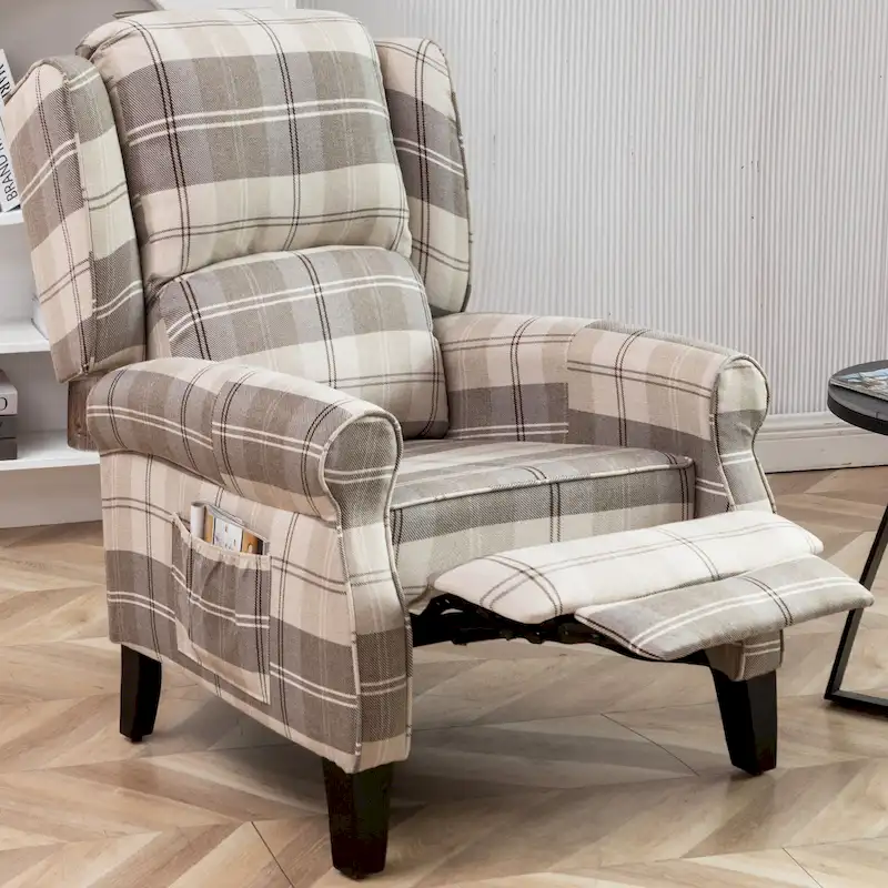 HOMYKA Polyested Upholstered Pushback Recliner Accent Chair Wingback Armchair