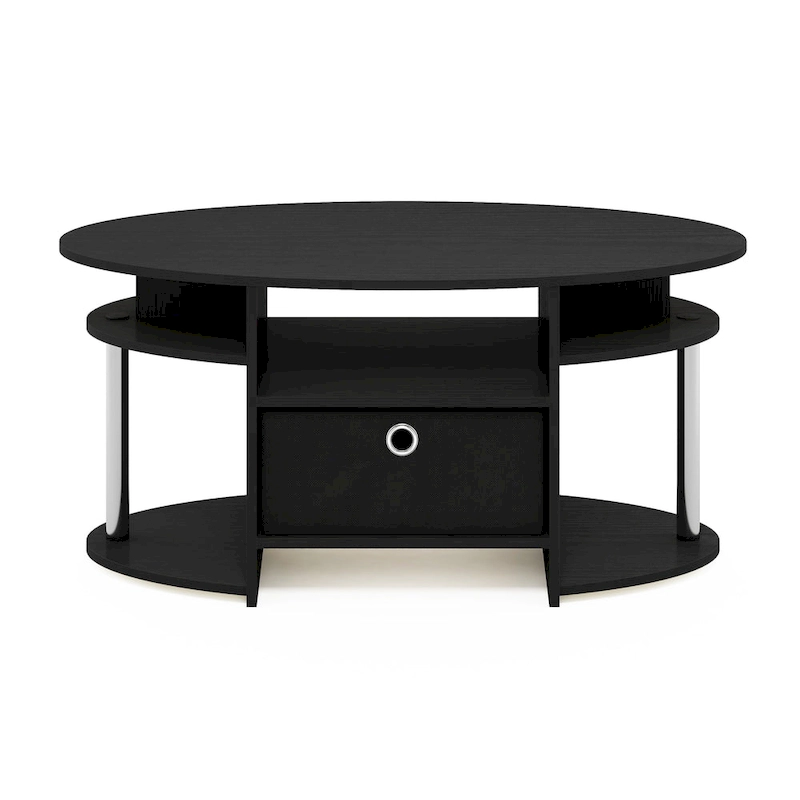Furinno JAYA Simple Design Oval Coffee Table with Bin