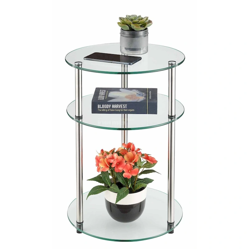 Convenience Concepts Designs2Go Classic Glass 3 Tier Round Table