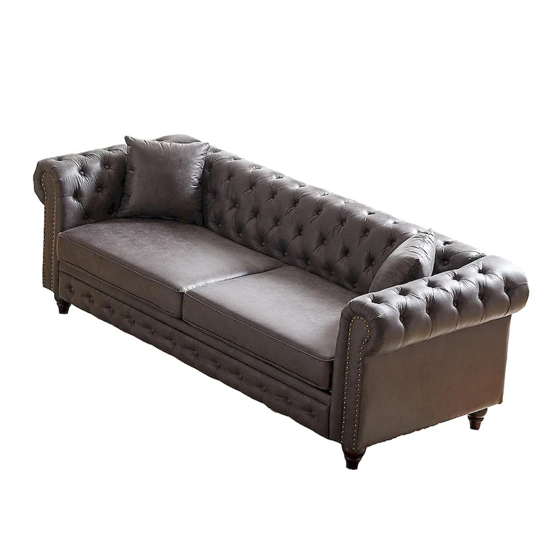 Chesterfield 85.5 Tech Fabric 3-seater Sofa with Cushions