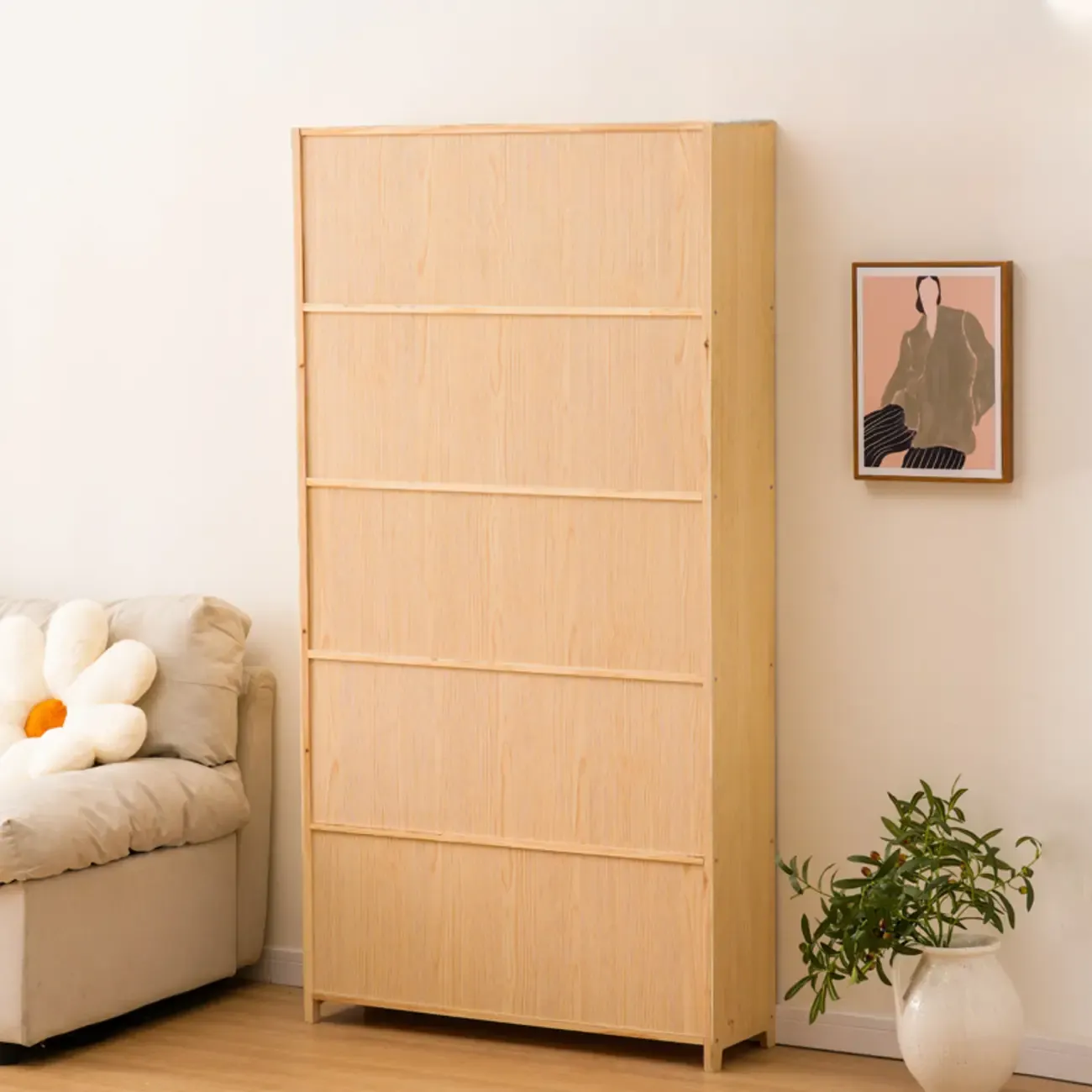 Solid Wood 5-Tier Display Open Shelving Unit Bookcase