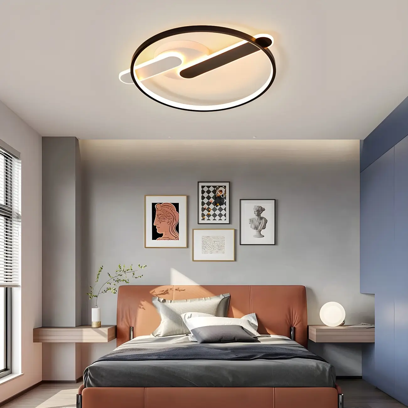 3-Light Circle Flush Mount Ceiling Light with Remote Control