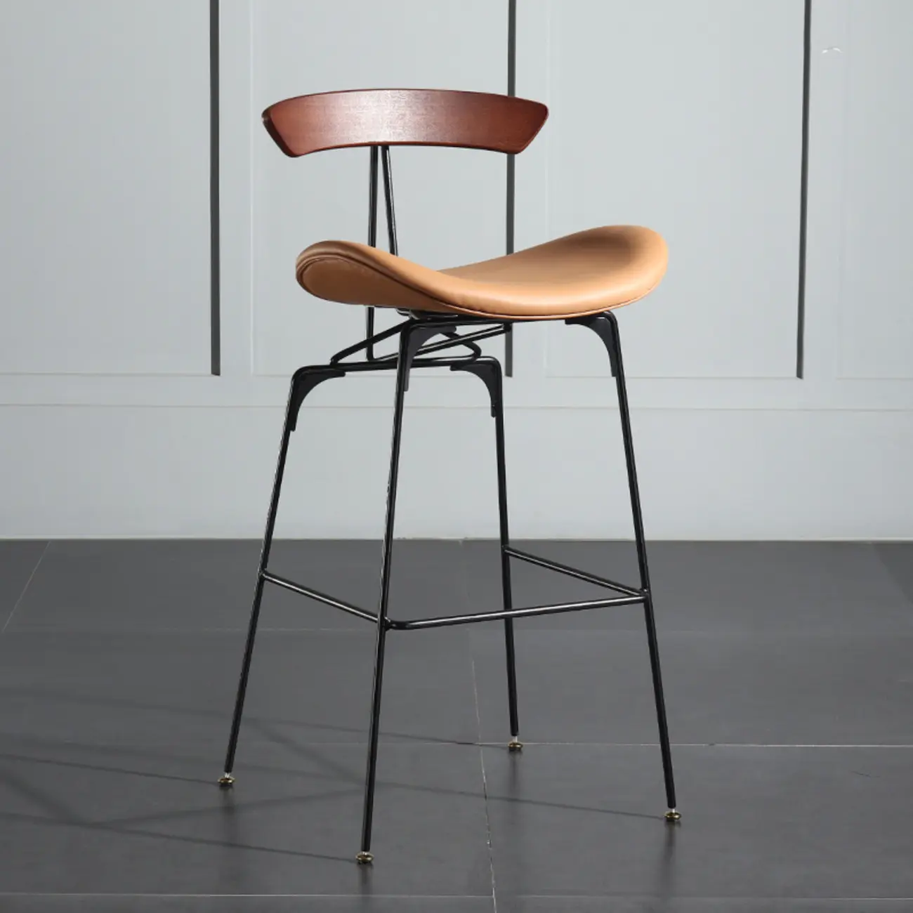 Modern Saddle Genuine Leather Low Back Bar Stool