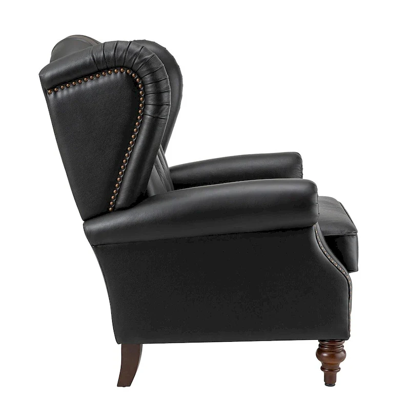 Alex Classic Leather Armchair with Nailhead Trim by HULALA HOME