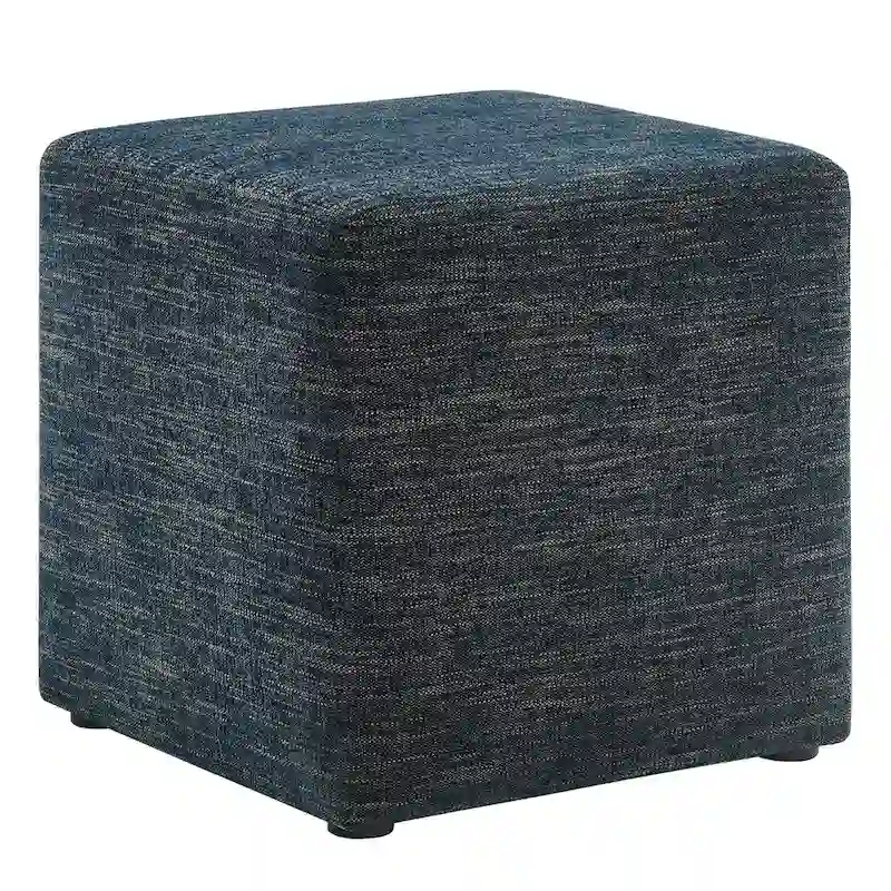 Callum 17/28 Square Woven Heathered Fabric Upholstered Ottoman