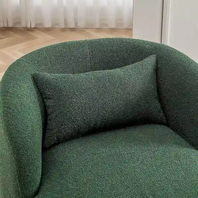 KINWELL 34 Poly Blend Boucle Fabric Upholstered Swivel Armchair