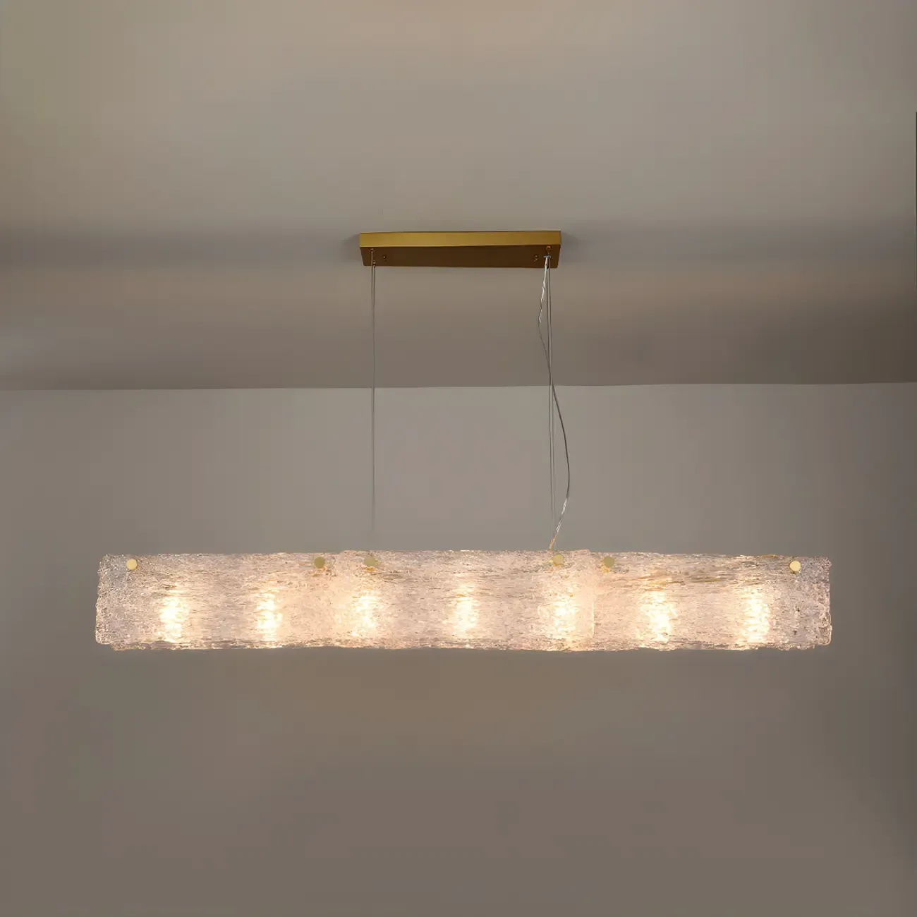 Rectangle Large Gold Glass Island Pendant Light