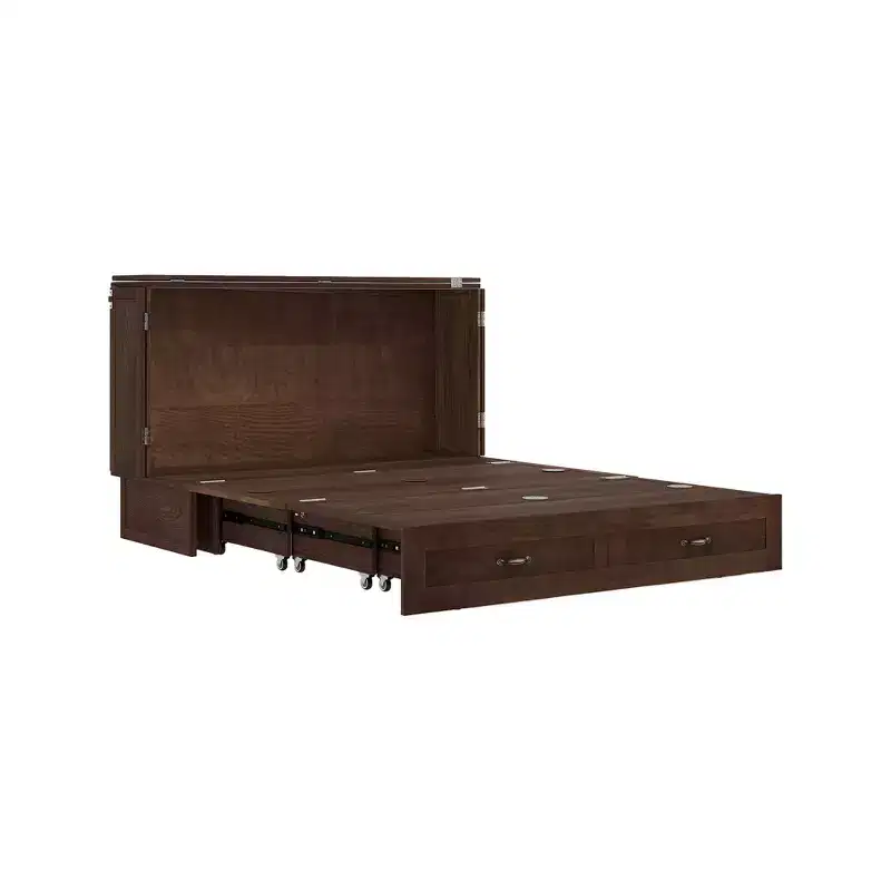 Keloyid Haimyy Solid Wood Frame Queen Murphy Bed Chest with Built-in Charger and Strong Drawer