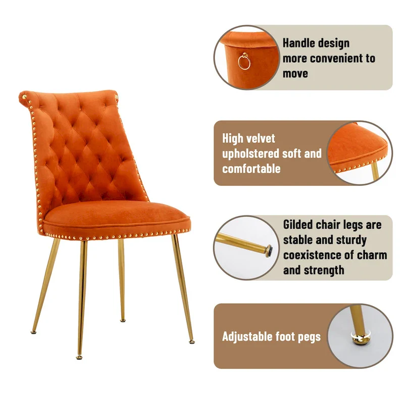 Clihome Modern Velvet Upholstered Featured Dining Chairs (Set of 2)