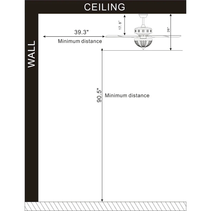 Chandler 52 Inch Antique Copper Finish Crystal Ceiling Fan with Remote