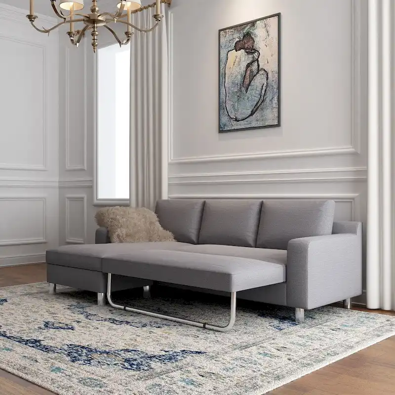 US Pride Furniture Hampton Left-side Facing Linen Sectional Sofa Bed