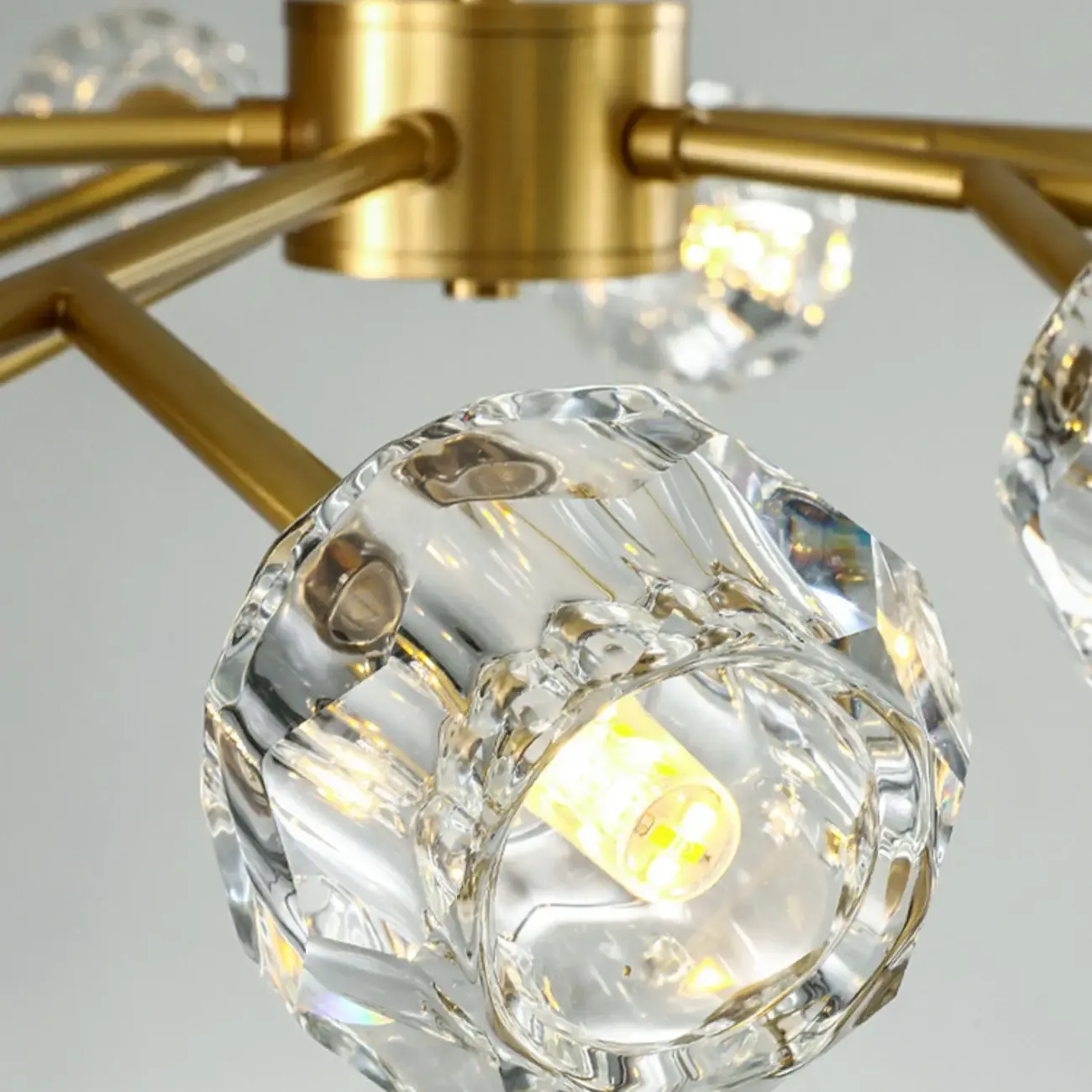 Modern Gold Globe Crystal Sputnik Chandelier