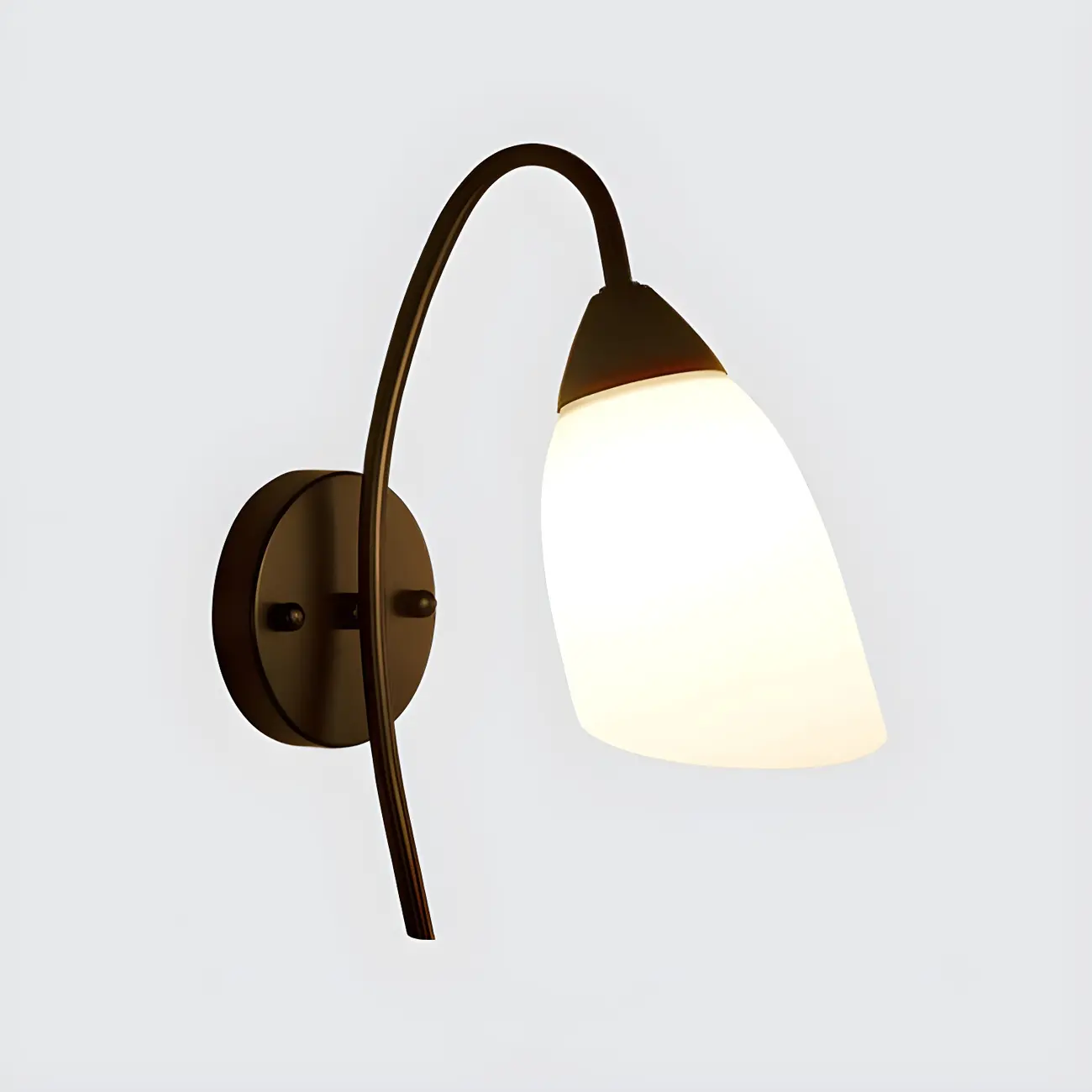 Modern Metal Black Arc Bathroom Vanity Light with Glass Shade