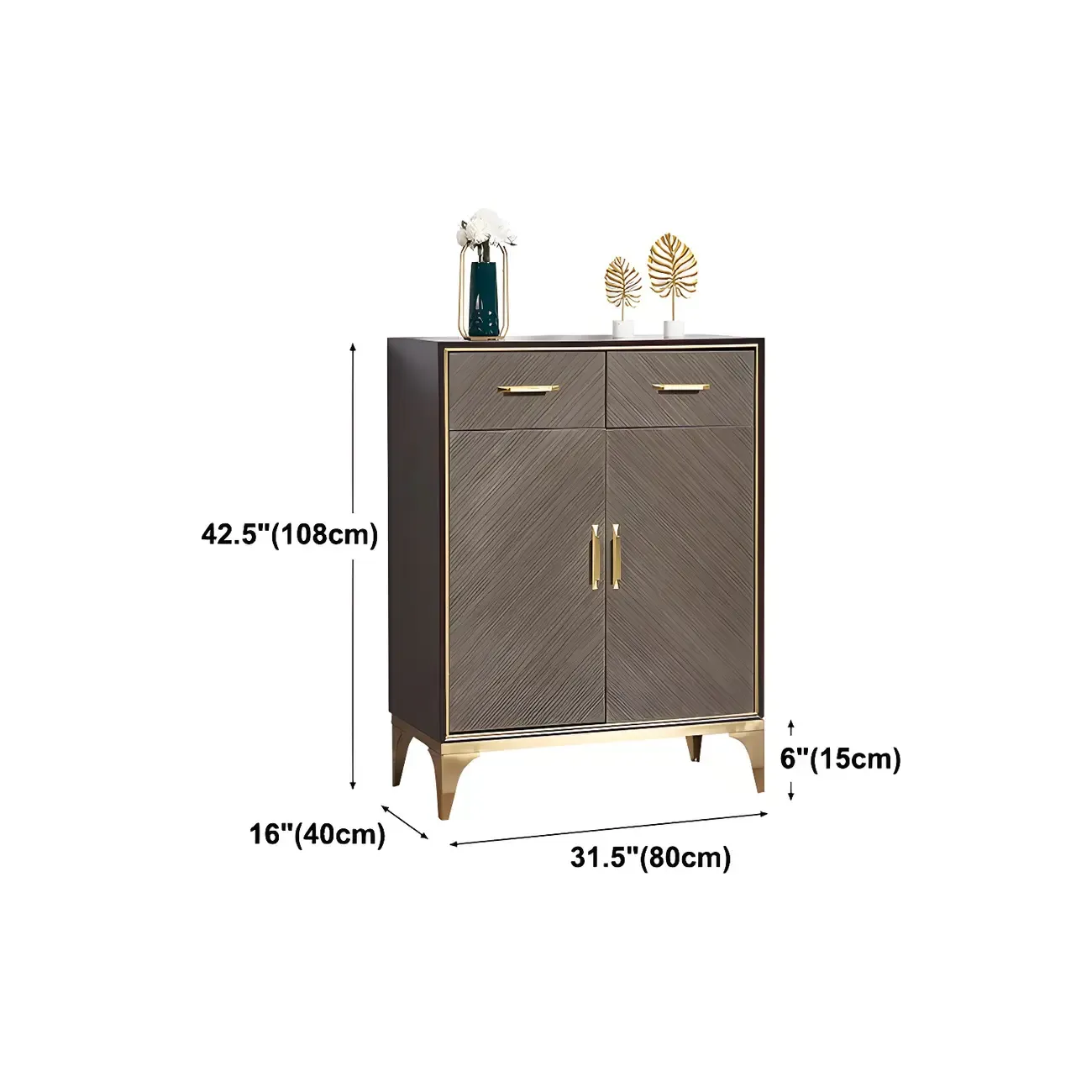 Glam Wooden Sideboard with Drawers & Adjustable Shelves