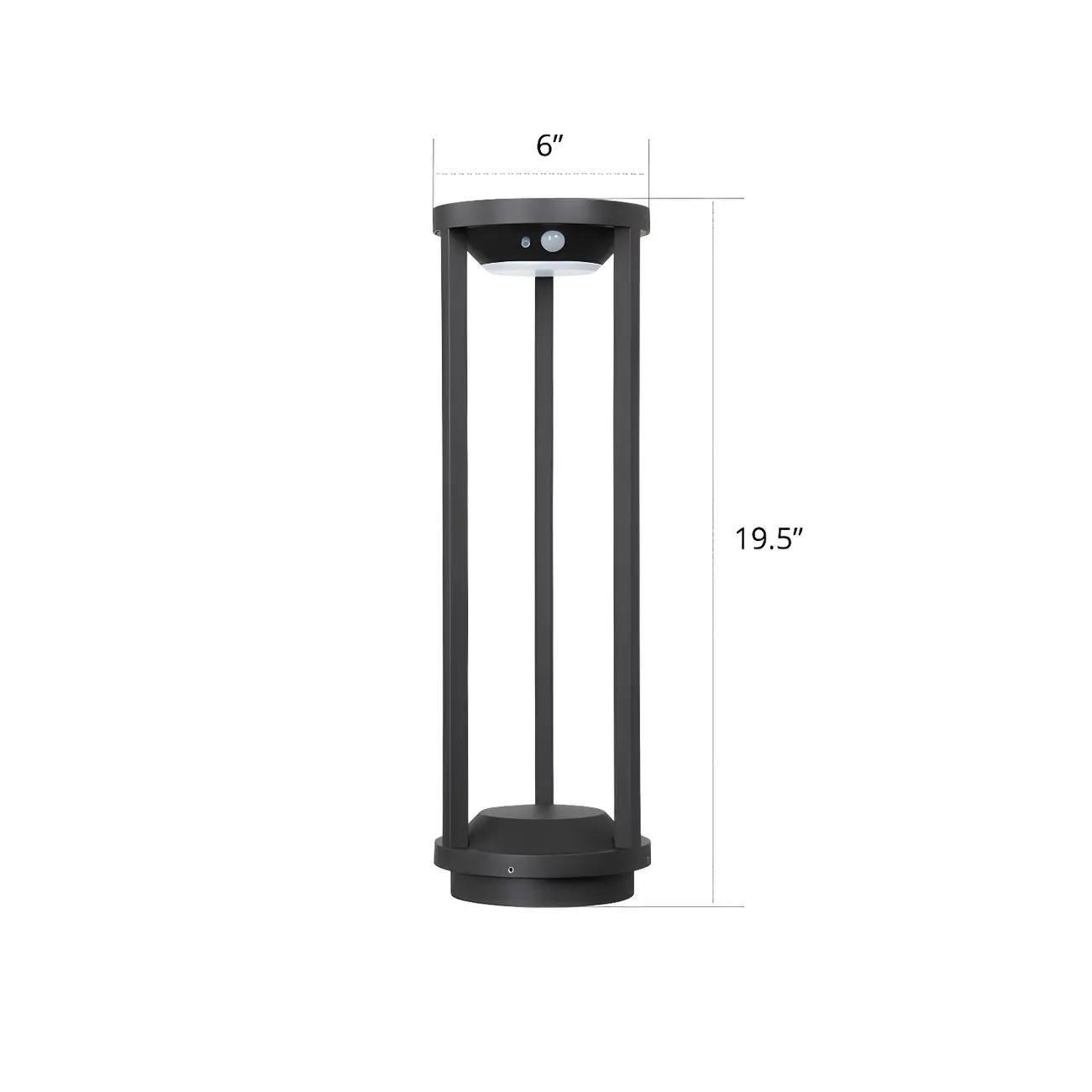 Open Cylindrical Black Metal Solar Landscape Lighting