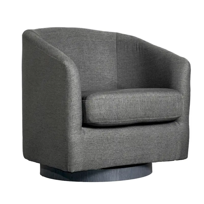 Barrel Accent Chair with 360 Swivel Vinyl Wrapped Base