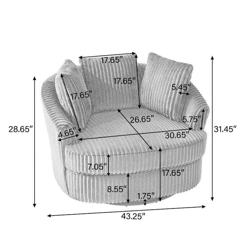 Swivel Tub Chair With Integrated Armrests And Removable, Washable Cover
