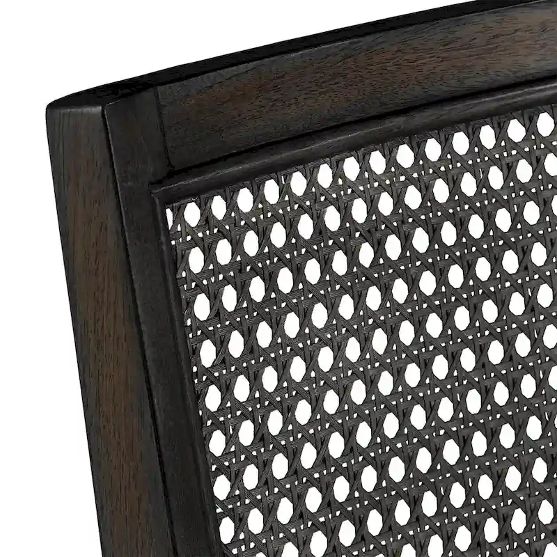 Beige Linen Rattan Back Dining Chairs (Set of 2)