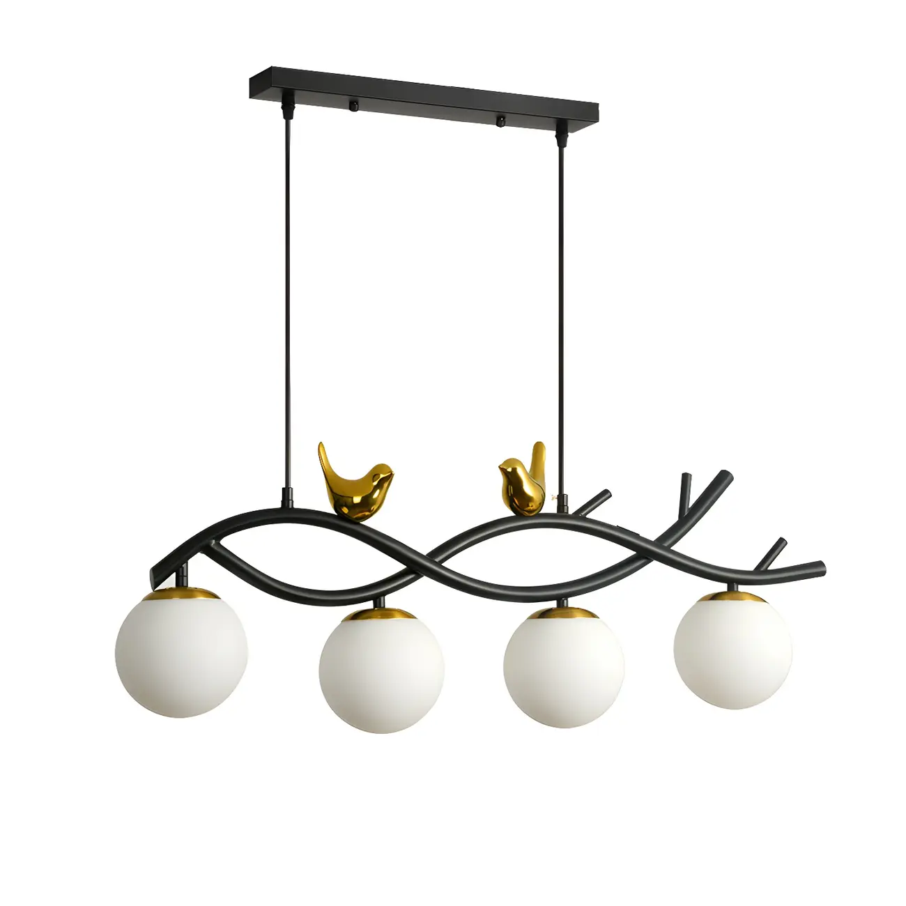 Industrial Black Globe 4-Light Kitchen Island Pendant Light