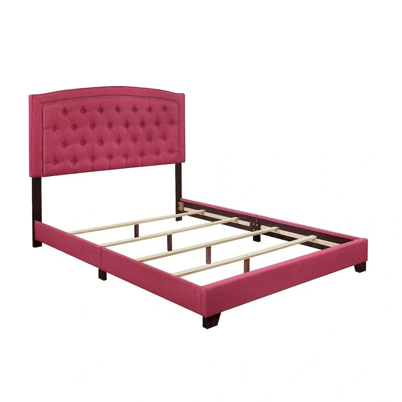 Chase Pink Fabric Upholstered Tufted Bed