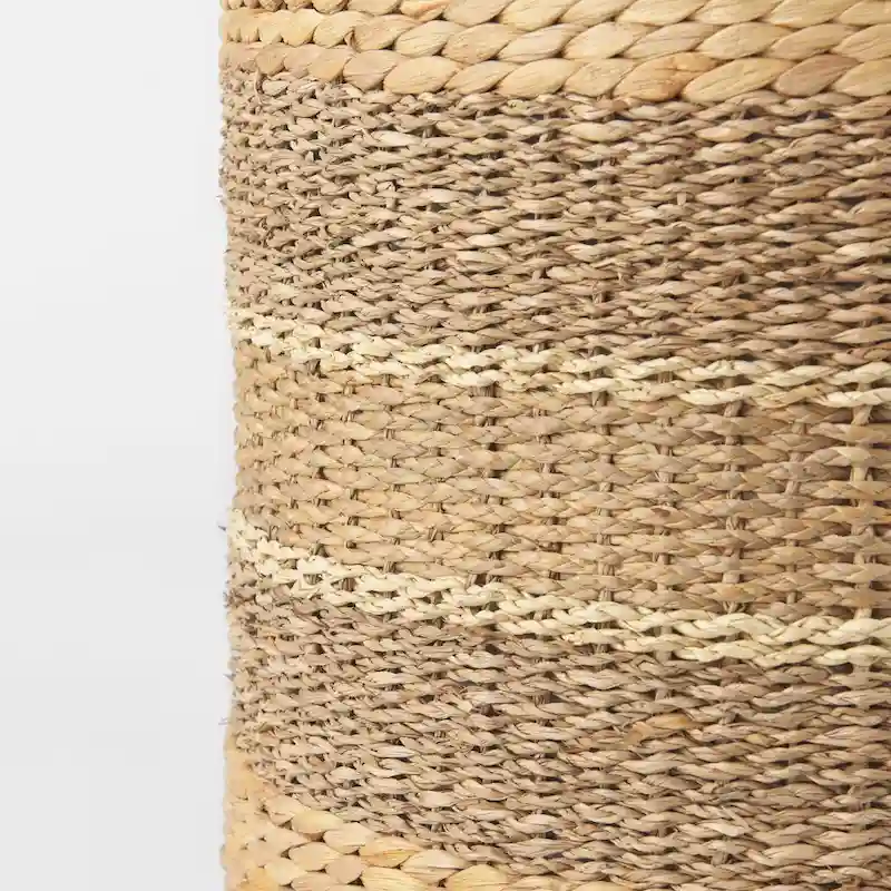 Mercana  Maya  Brown Striped Seagrass Round Coffee Table Pouf