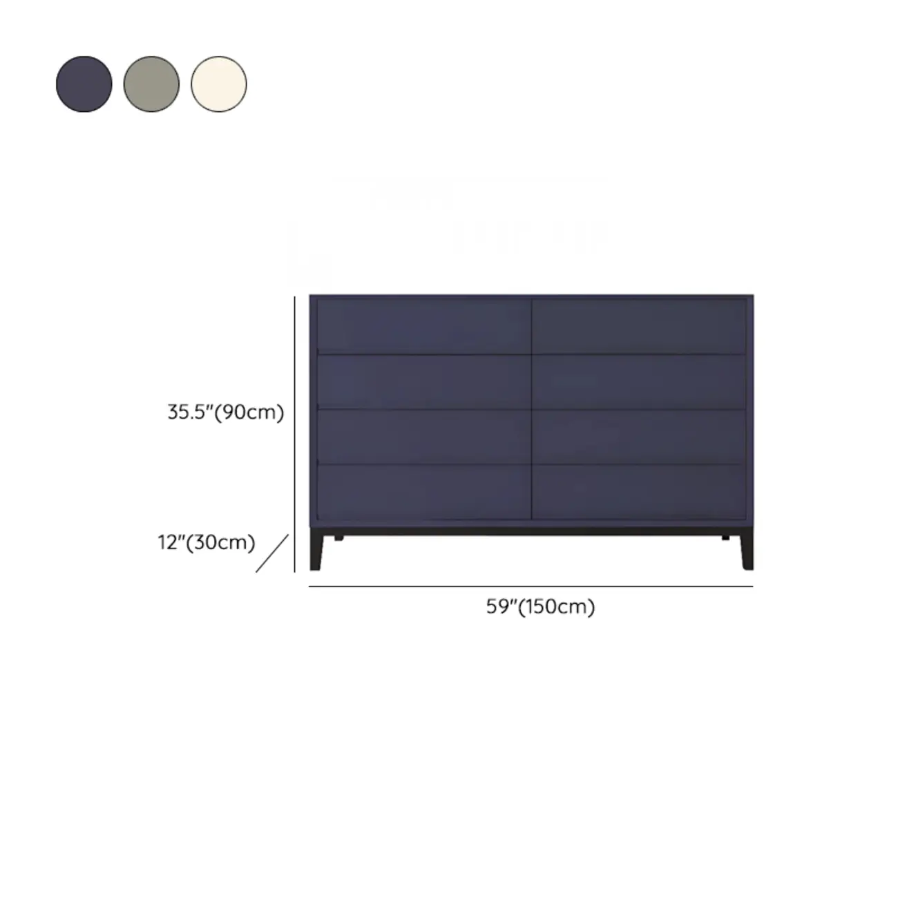 Modern White Wooden Double Dresser with Soft-Close Drawers