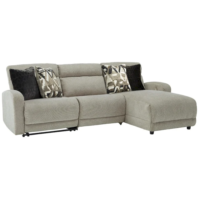 Signature Design by Ashley Colleyville Gray 3-Piece Power Reclining Sectional with Chaise - 108W x 65D x 39H