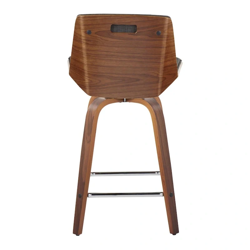 24 Fixed-Height Counter Stool with Bent Wood Legs & Square Footrest (Set of 2)