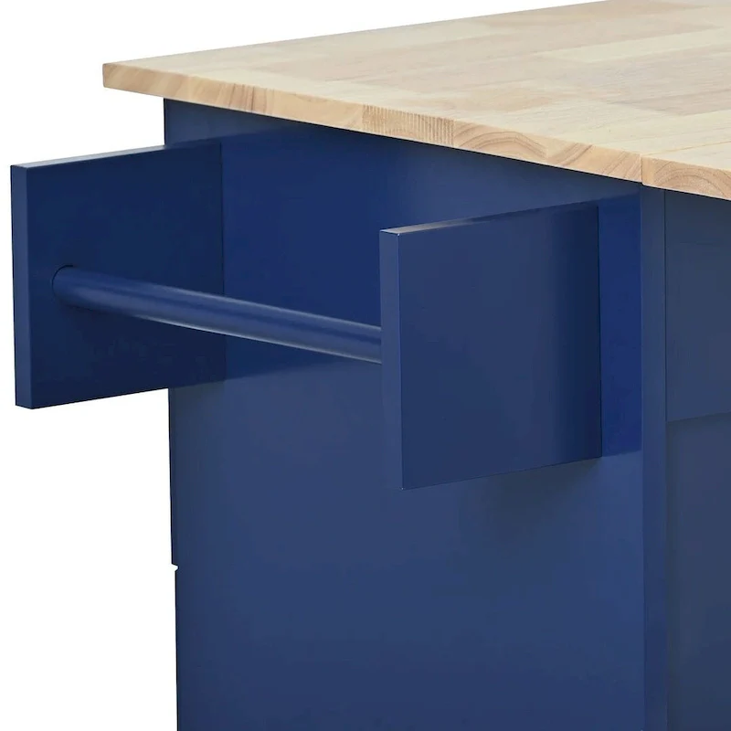 Rolling Mobile Kitchen Island with Wheels Drop Leaf, Solid Wood Top