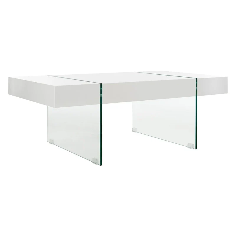 SAFAVIEH Pluma Glass Leg Rectangular Coffee Table - 43.3 W x 23.6 L x 15.7 H - 43Wx24Dx16H