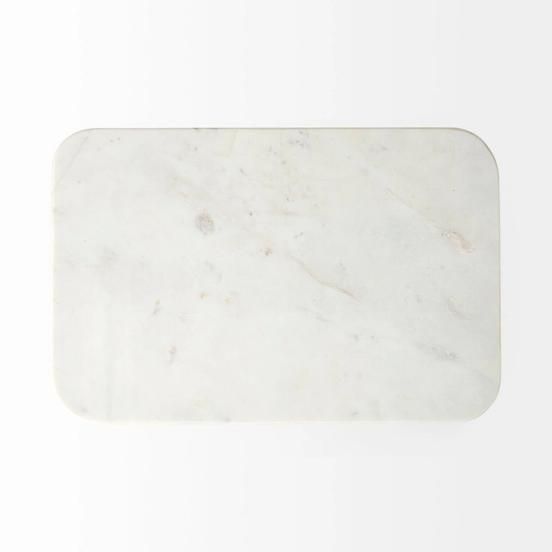 Preston White Marble Top w/Gold Metal Base Rectangular Accent Table - 17.3L x 11.3W x 22.8H