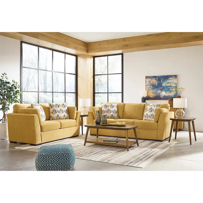Roundhill Furniture Clareen 2-Piece Living Room Set, Sofa and Loveseat