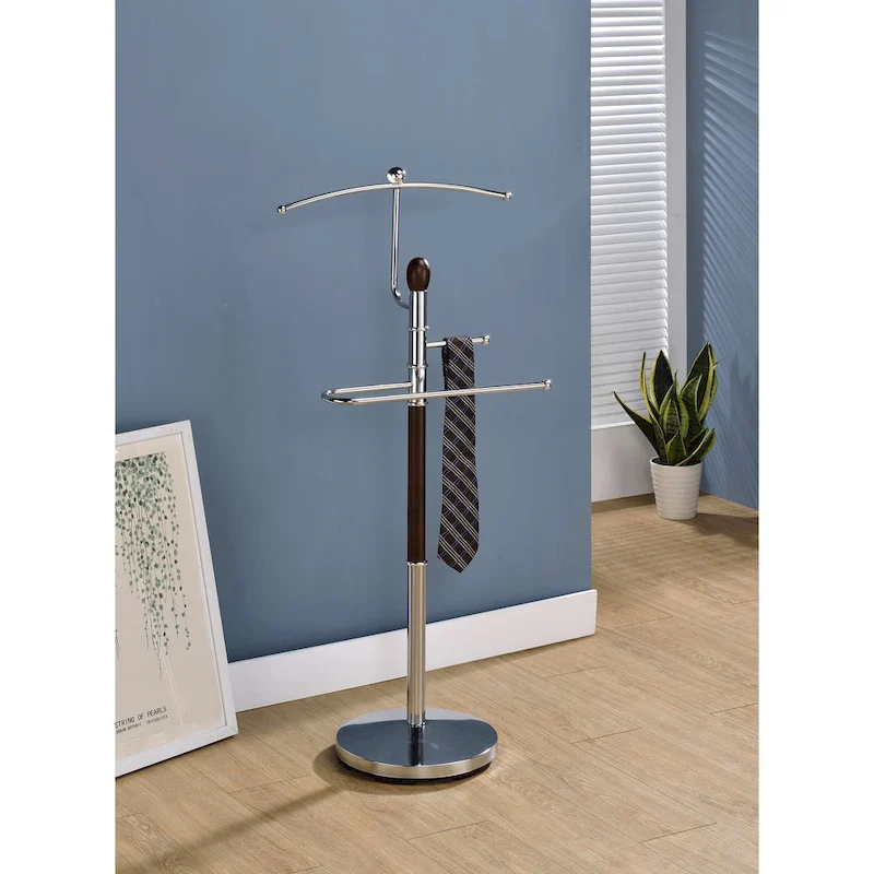 Suit Valet Rack Stand Organizer, Walnut Finish