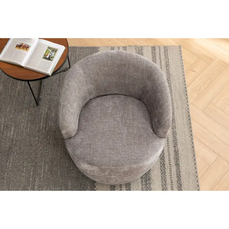 Chenille Fabric Swivel Accent Barrel Chair - 25.60 x 25.60 x 27.56