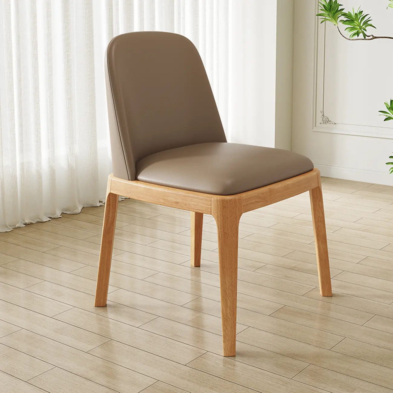 Modern Rubber Wood Upholstered Dining Chair Set of 2