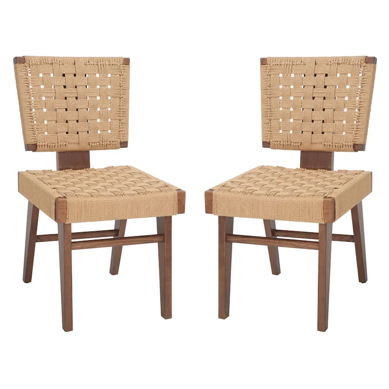 Woven Dining Chair Set of 2 - Natural Rattan Armless