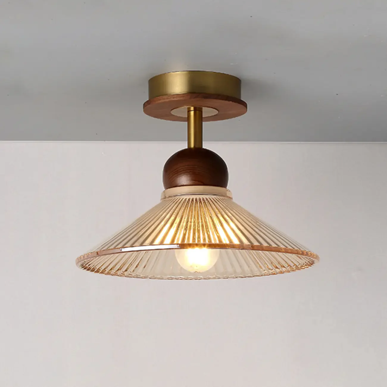 Caramel Gradient Glass Dome Semi Flush Ceiling Light