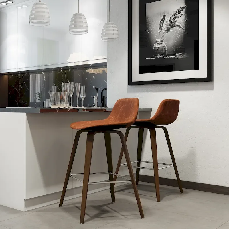 WYNDENHALL Cacey Mid Century Modern Bentwood Counter Height Stool (Set of 2) - 20.7 x 21.1 x 36.6