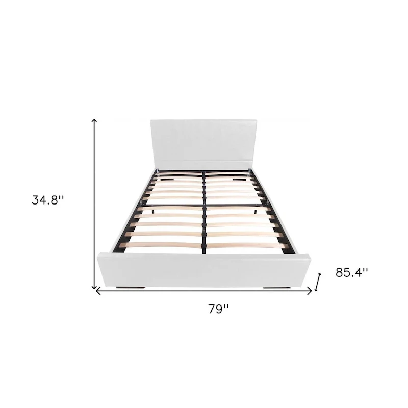 HomeRoots White Faux Leather King Bed Frame