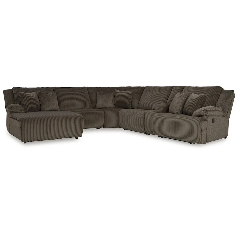 Signature Design by Ashley Top Tier Brown 6-Piece Reclining Sectional with Chaise - 147 W x 134 D x 41 H